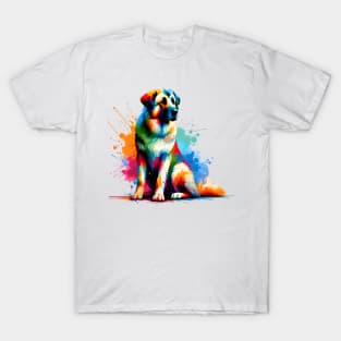 Colorful Anatolian Shepherd Dog in Abstract Splash Art T-Shirt